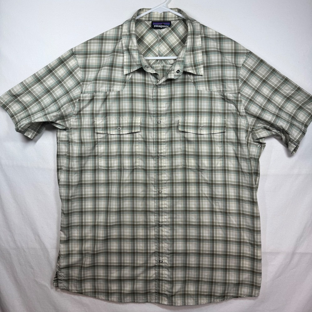 Patagonia Mens Plaid Island Hopper Vented Fishing Short Sleeve Shirt 54025 Large - Picture 2 of 10